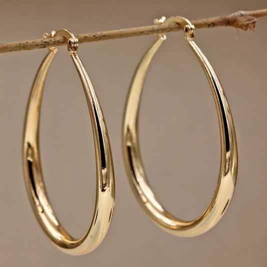 Geometric Oval Drop Earrings
