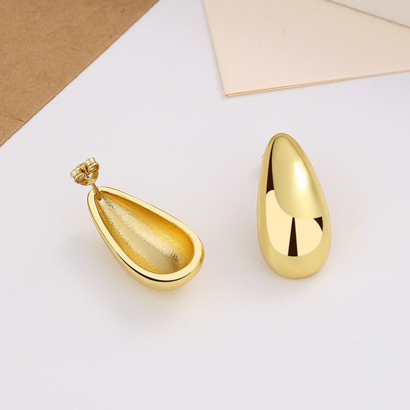 Glossy Water‑Drop Gold Earrings