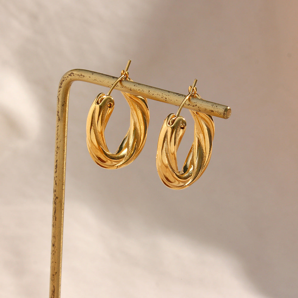 Gold Twisted Hoop Earrings