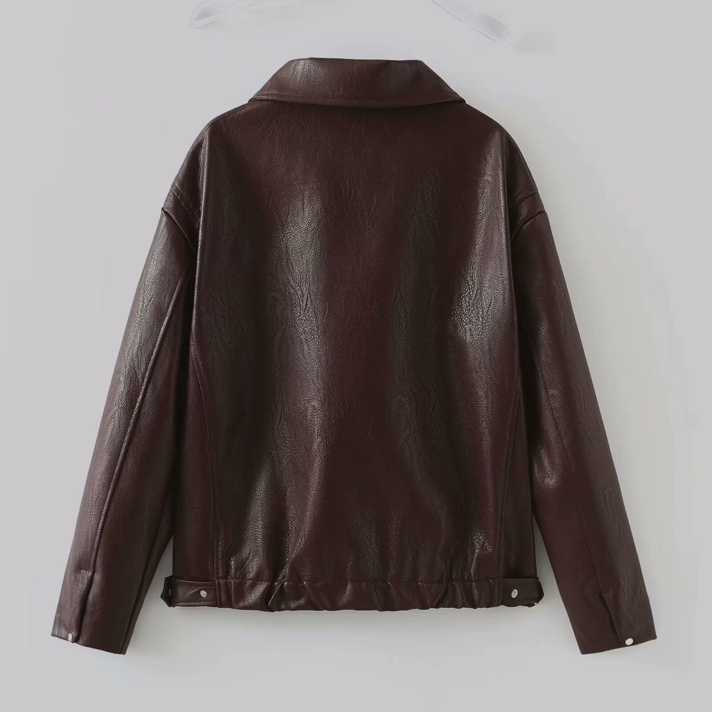 Faux Leather Zip-Up Jacket