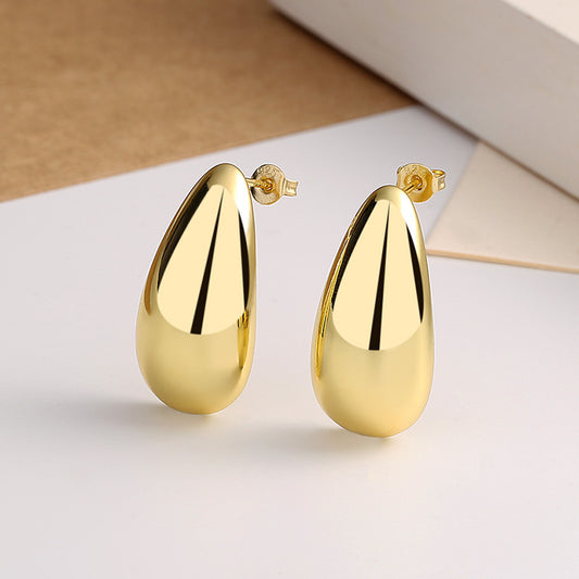 Glossy Water‑Drop Gold Earrings