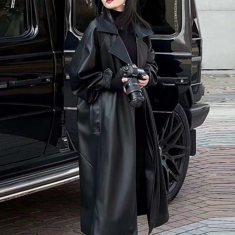 Effortlessly Chic Faux Leather Longline Coat
