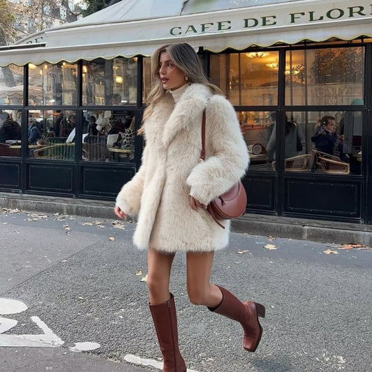 Cozy Chic Mid‑Length Faux Fur Overcoat
