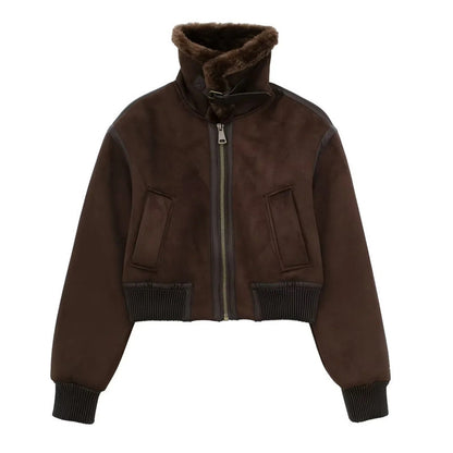 Warm Fur-Integrated Moto Jacket