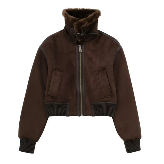 Warm Fur-Integrated Moto Jacket