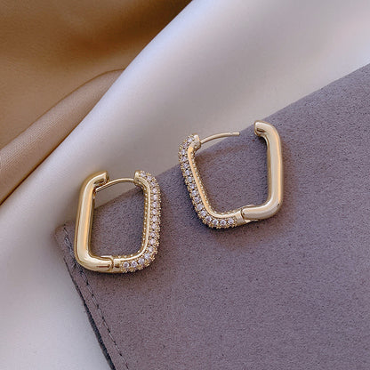 Geometric Square Zircon Drop Earrings