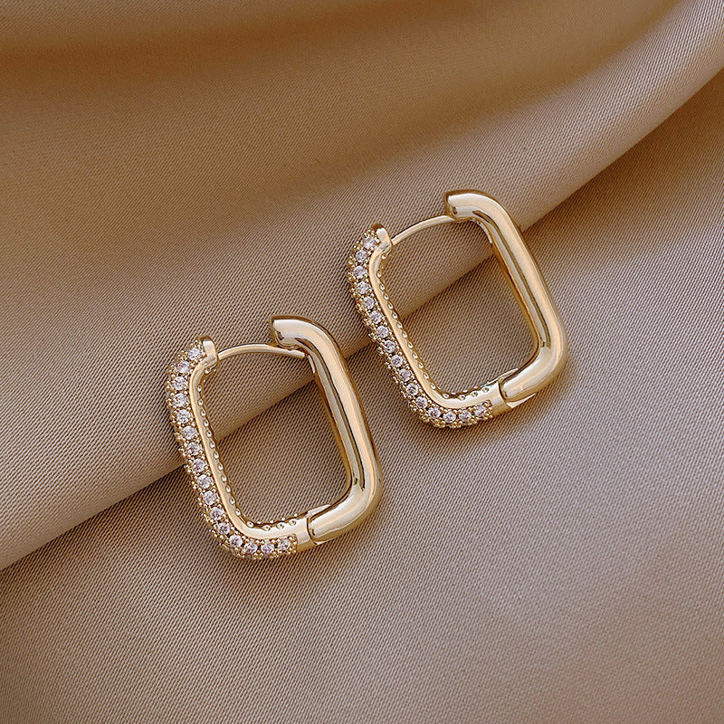 Geometric Square Zircon Drop Earrings