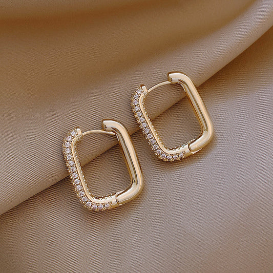 Geometric Square Zircon Drop Earrings