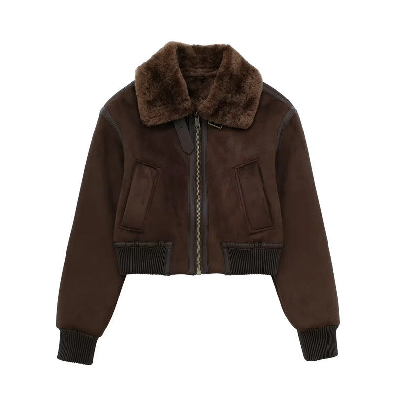 Warm Fur-Integrated Moto Jacket