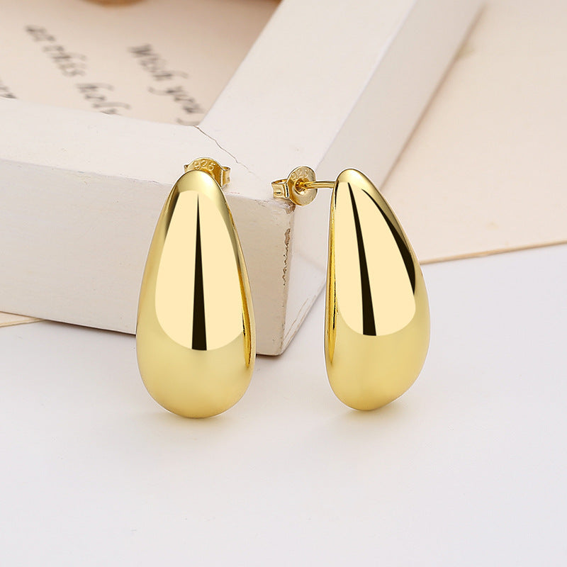 Glossy Water‑Drop Gold Earrings