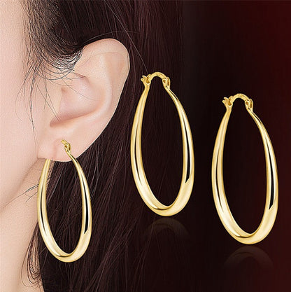 Geometric Oval Drop Earrings