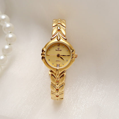 Retro Minority Round Senior Placer Gold Bracelet Women's All-match Small Gold Watch