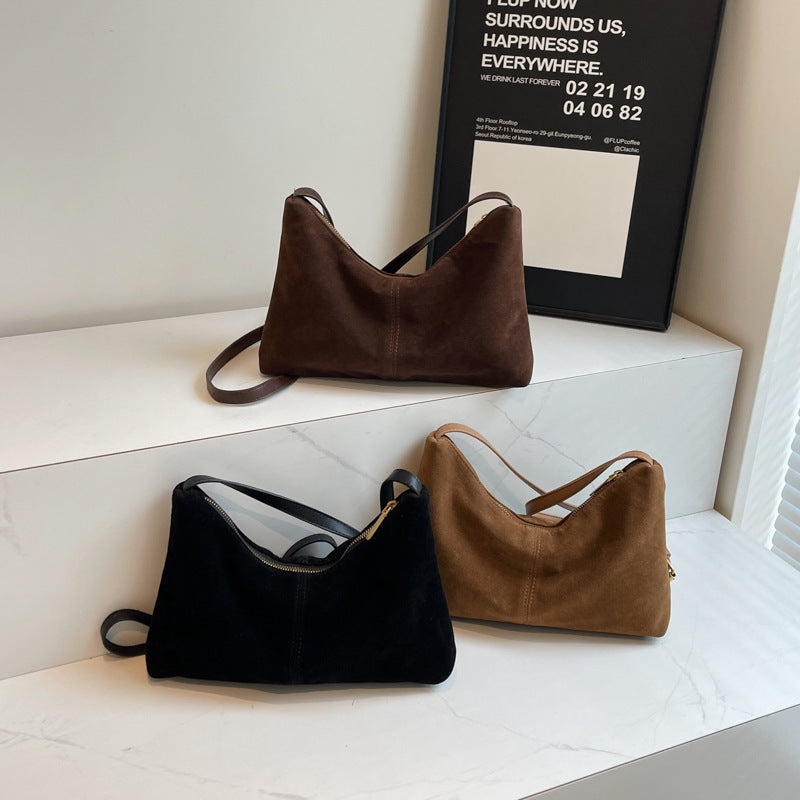 Retro Suede Under‑Arm Shoulder Bag