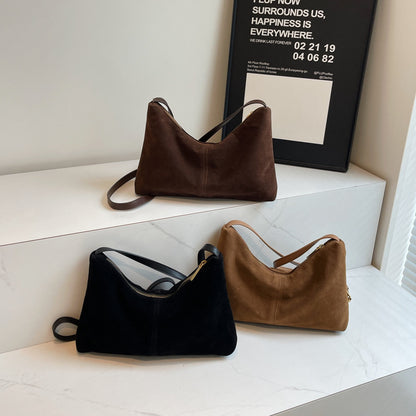 Retro Suede Under‑Arm Shoulder Bag