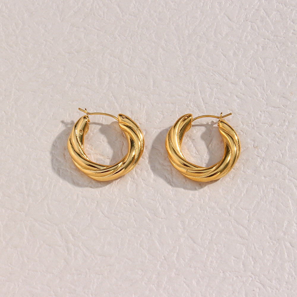 Gold Twisted Hoop Earrings