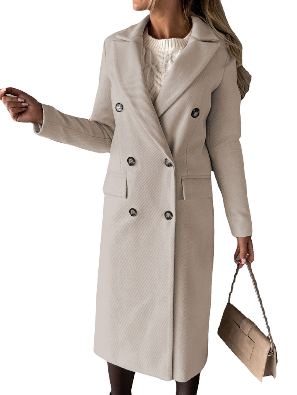 Sleek Double‑Breasted Lapel Overcoat