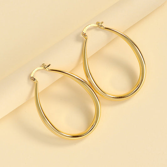 Geometric Oval Drop Earrings