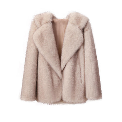 Lapel Faux-Wool & Leather Coat