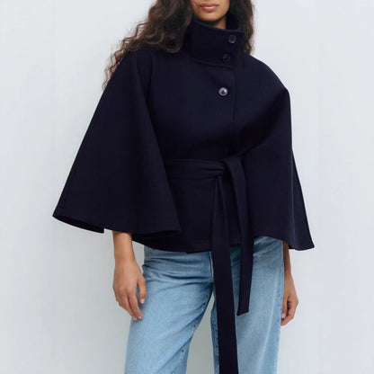 High-Neck Batwing Trench Coat