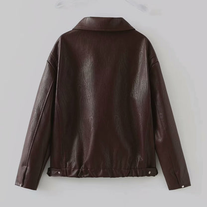 Faux Leather Zip-Up Jacket