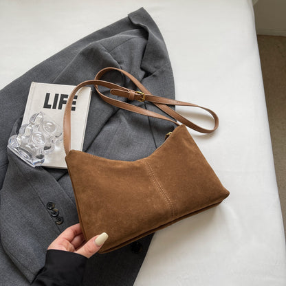 Retro Suede Under‑Arm Shoulder Bag