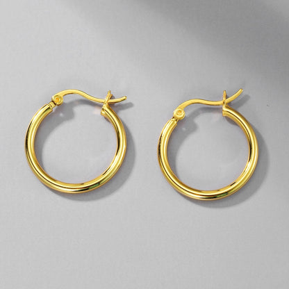 Stainless Steel Earrings Hoop Circle Women Gold