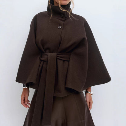 High-Neck Batwing Trench Coat