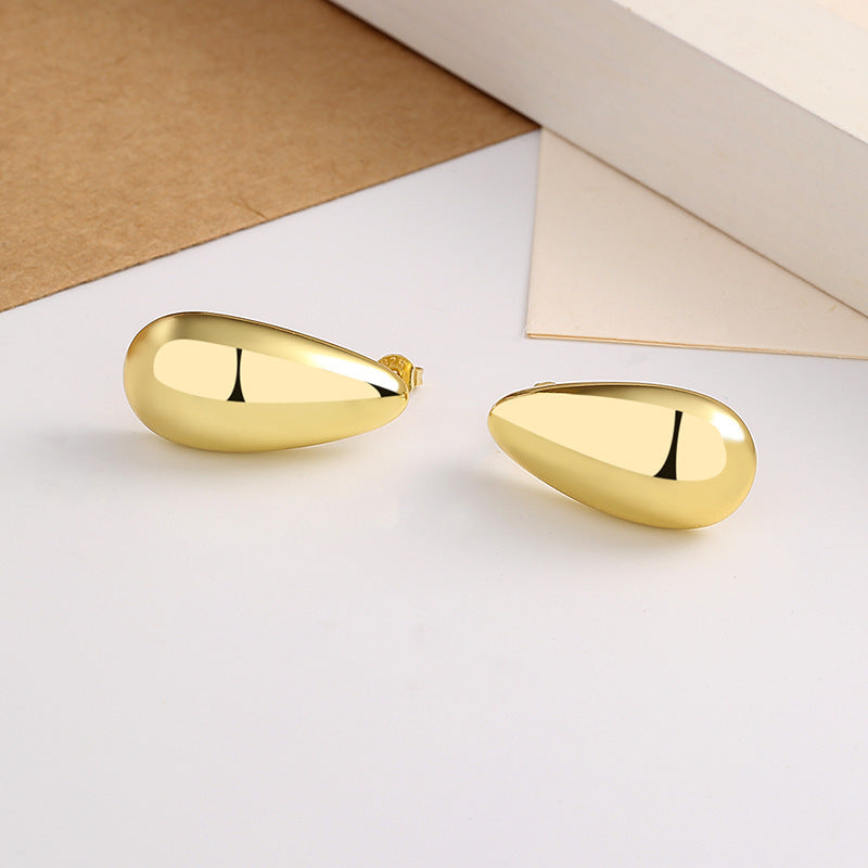 Glossy Water‑Drop Gold Earrings