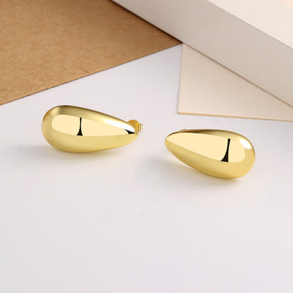 Glossy Water‑Drop Gold Earrings
