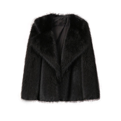 Lapel Faux-Wool & Leather Coat