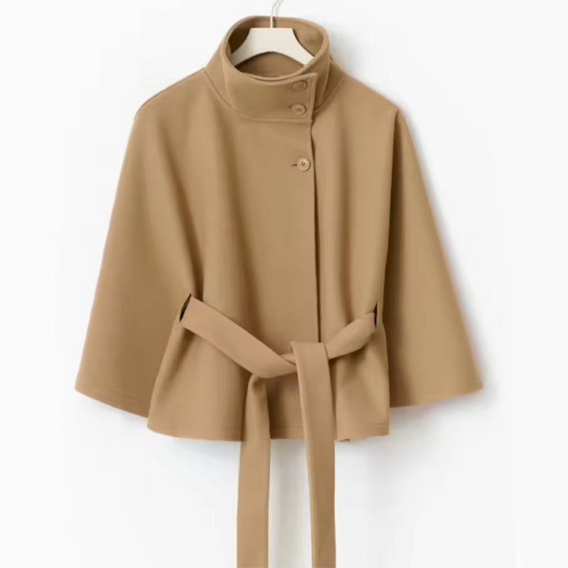 High-Neck Batwing Trench Coat