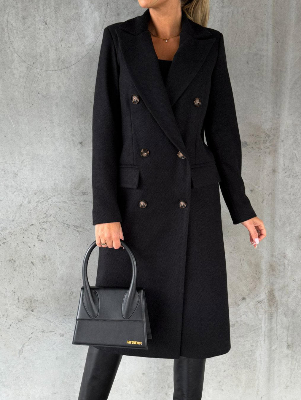 Sleek Double‑Breasted Lapel Overcoat
