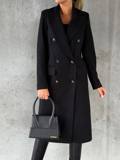 Sleek Double‑Breasted Lapel Overcoat