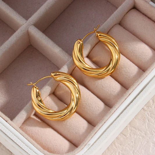 Gold Twisted Hoop Earrings